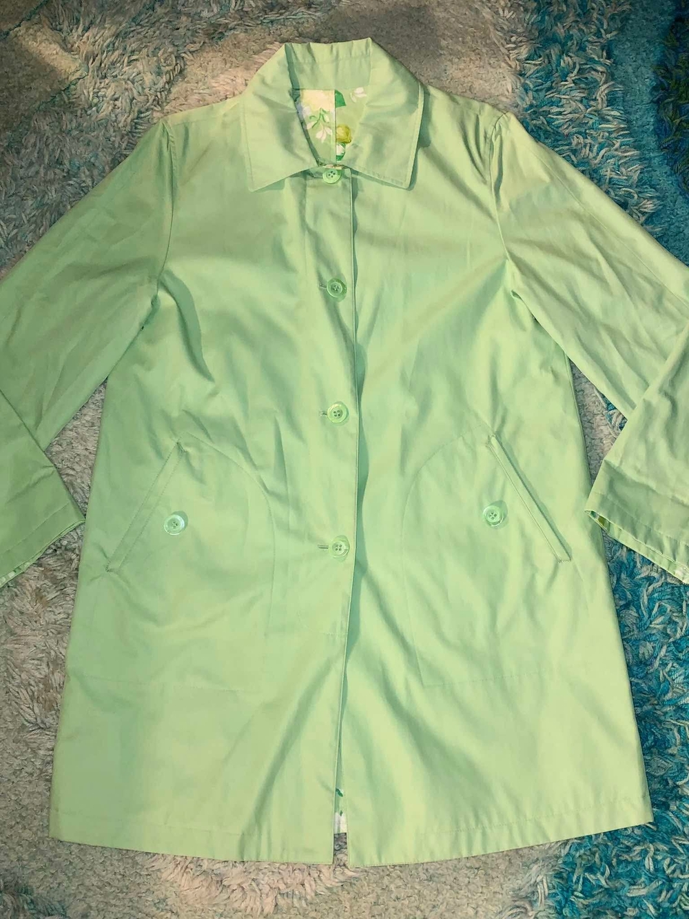 Light Green Women's Single-Breasted Trench Coat